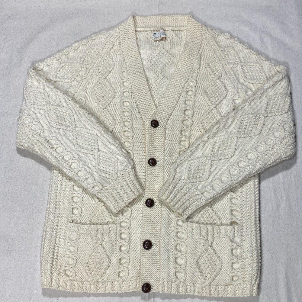 Vintage Carbery Sweater Womens XL Wool Cable Knit Ireland Hand Knit 90s